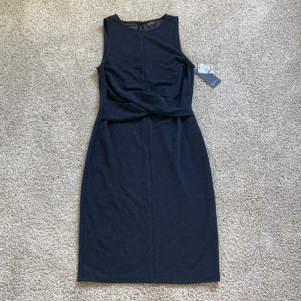 Free Press • Grey Tornado Shimmer Twist Front Sheath Dress